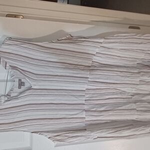 Falls Creek White and Brown Striped Dress Size 3X